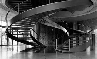 Double spiral central staircase of Nestle headquarters