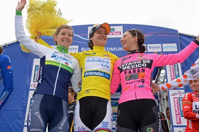 Emma Johansson, Marianne Vos and Rosella Ratto on the final podium