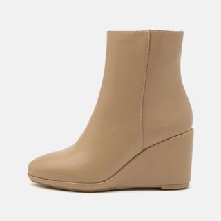 Wedge Ankle Boots - Beige