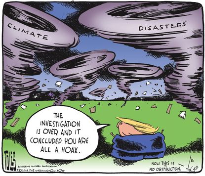 Political Cartoon U.S. Tornadoes Climate Change Trump