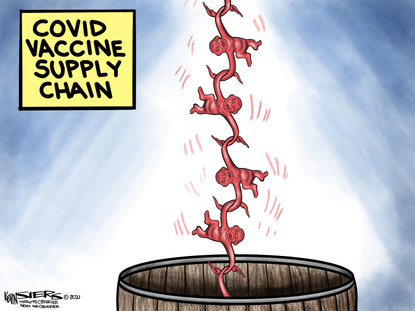 Editorial Cartoon U.S. COVID vaccine supply chain
