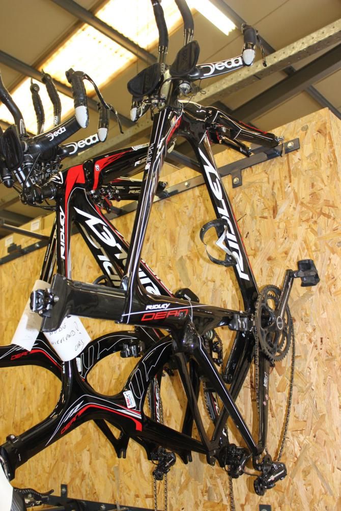 Time trial bikes waiting to be used