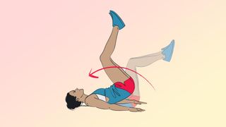 an illustration of a woman doing a reverse crunch