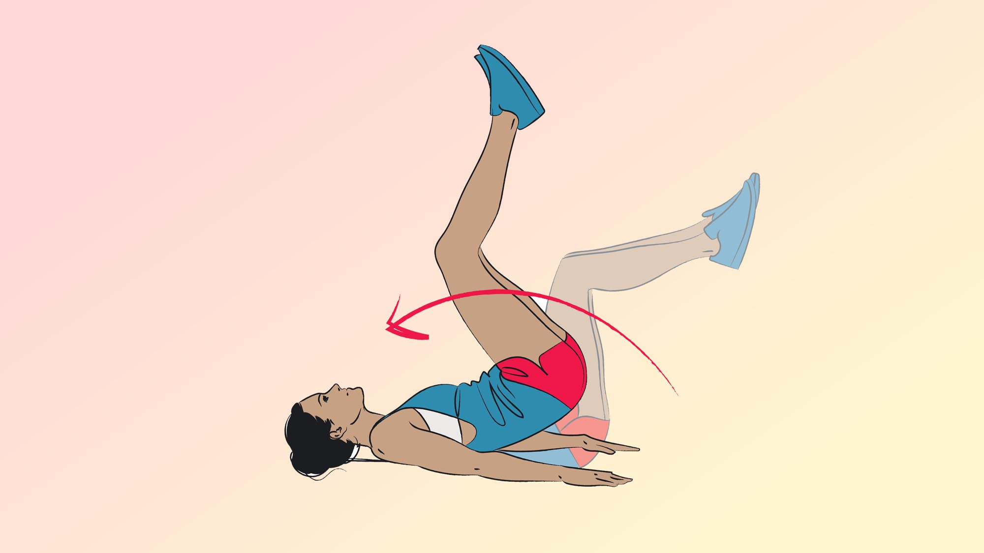 Illustration of a woman doing a reverse crunch