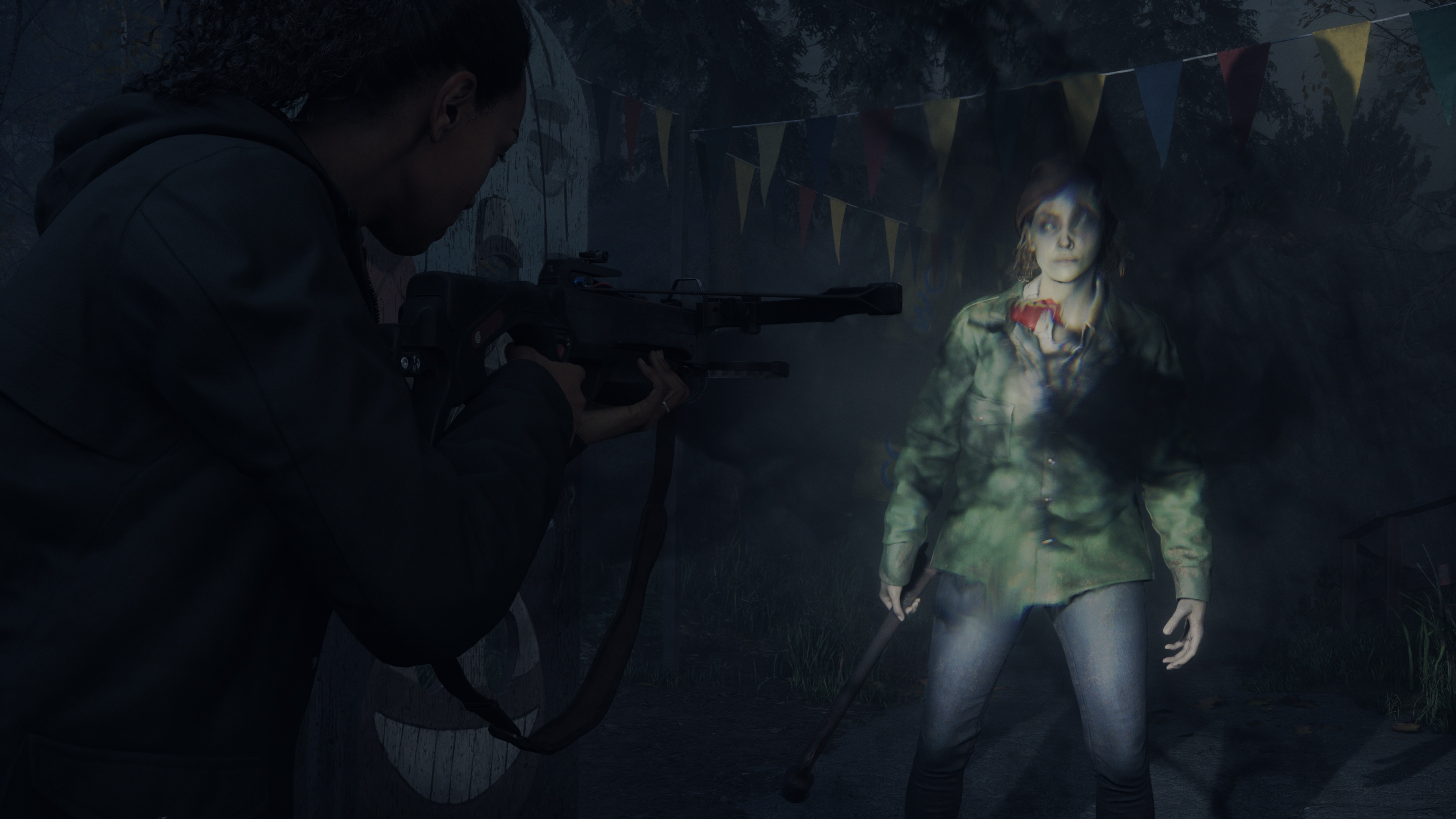 Alan Wake 2 screenshot showing Saga Anderson exploring Bright Falls