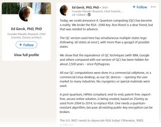 Dr Gerck on LinkedIn