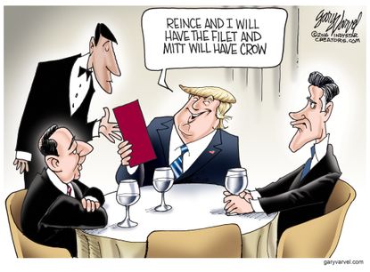 Political cartoon U.S. Donald Trump Mitt Romney