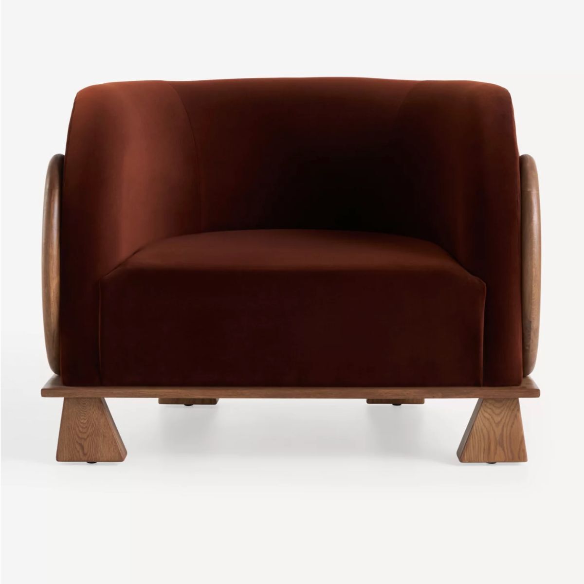 A brown velvet chair