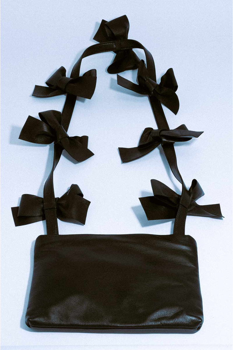 The Bows Ii - Black Crossbody Shoulder Bag W/bows