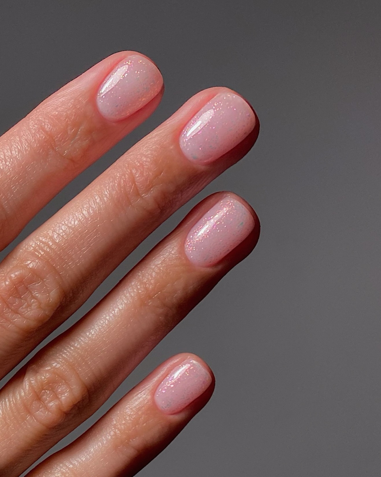 pink shimmer nails