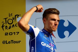 Marcel Kittel on the Tour de France podium after winning stage 6