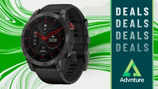 Garmin Epix watch on green and white swirling background