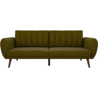 Novogratz Brittany upholstered sofa futon in olive green khaki