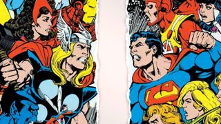 Justice League vs. Avengers art by George Perez, edited