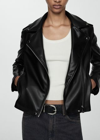 Leather-Effect Biker Jacket - Women | Mango Usa