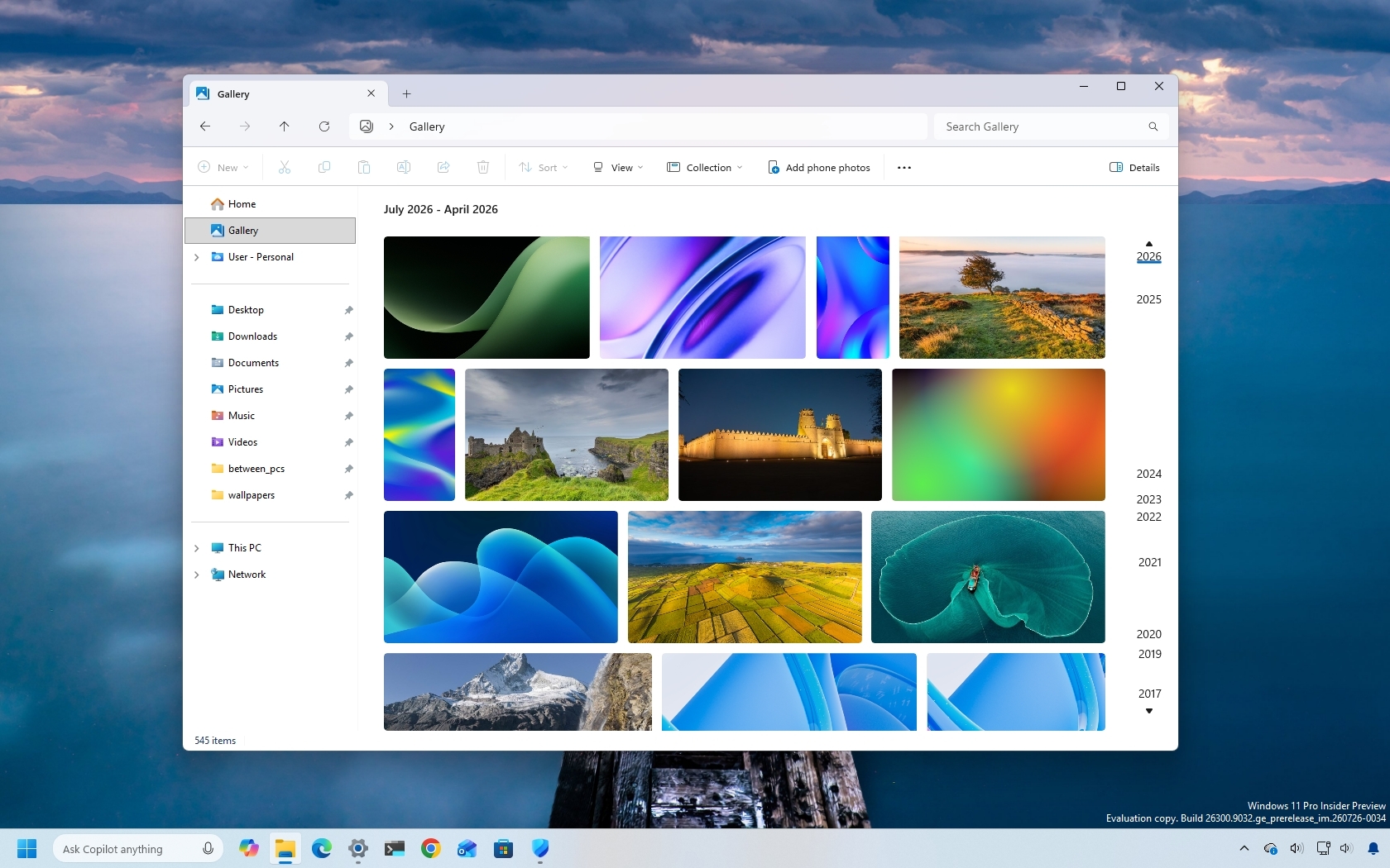 File Explorer Gallery page in the default desktop of Windows 11.