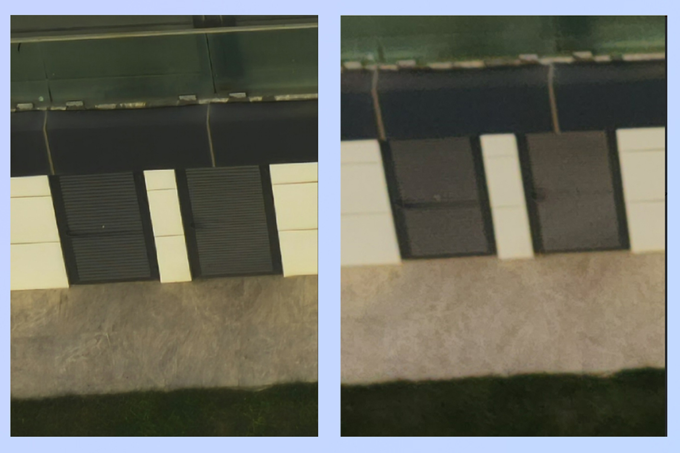 عکس 200 مگاپیکسلی در سمت چپ و تصویر 108 مگاپیکسلی در سمت راست، هر دو با بزرگنمایی 16 برابر.