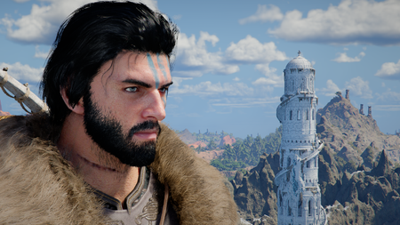 Landscape shot with Kliff in Crimson Desert