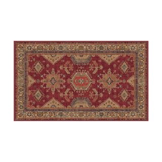 Red, patterned rug from Ruggable
