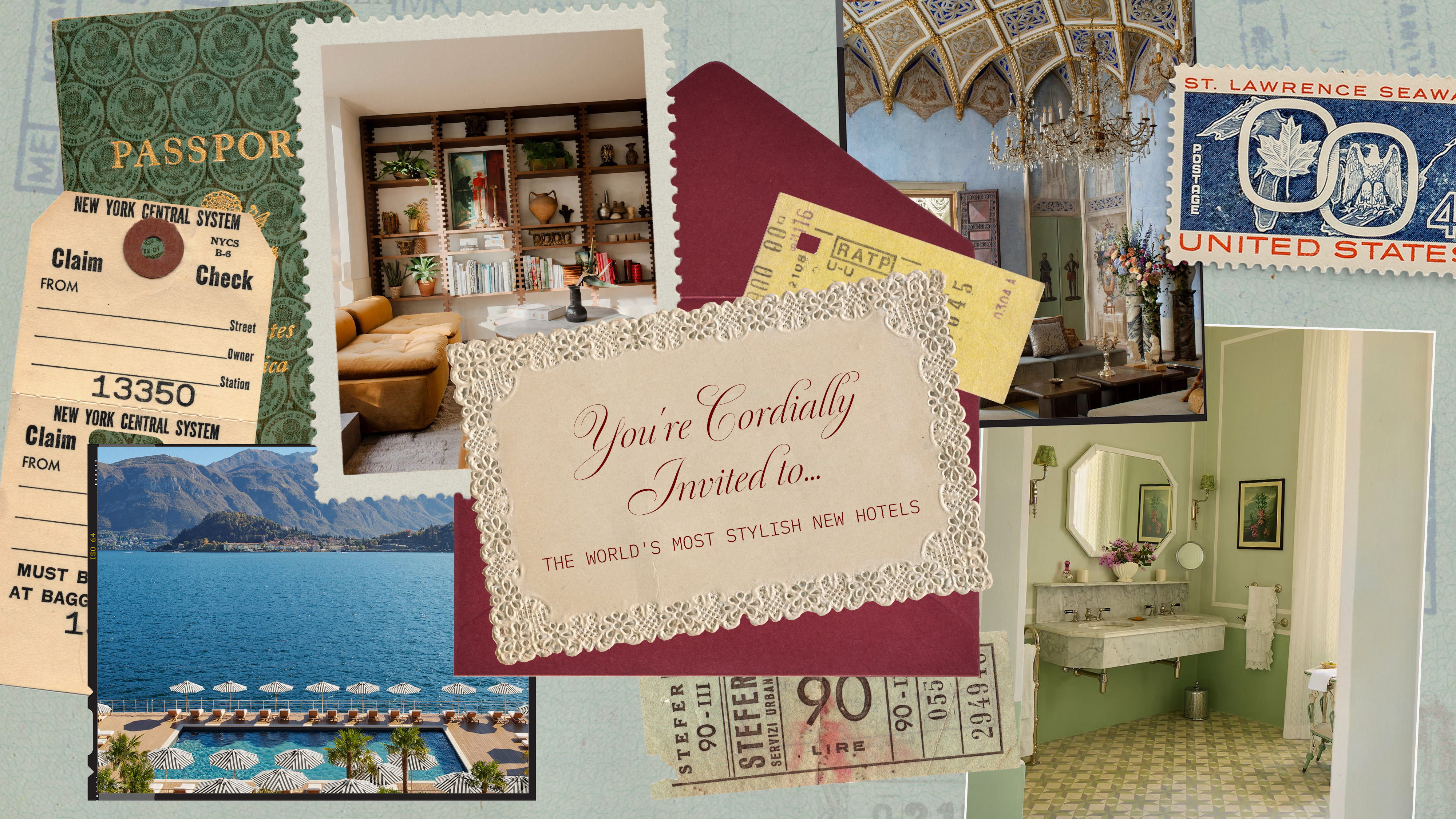 A collage of the most stylish new hotel openings of summer 2026.