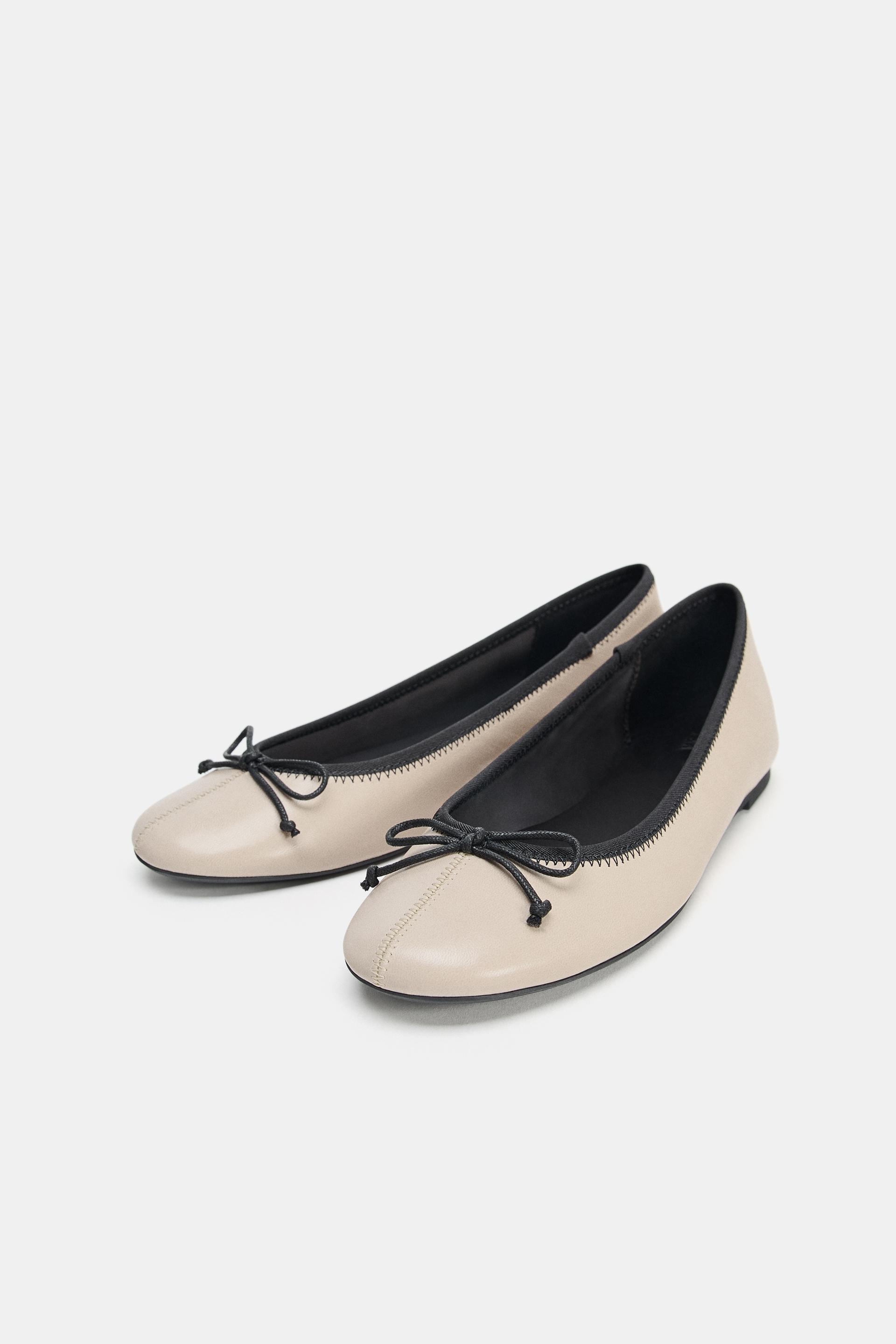 Zara contrast leather flats