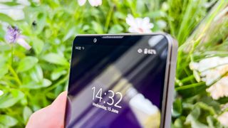 The Sony Xperia 1 IV's upper display, including the front camera