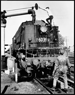 Black-and-white images from the days of steam locomotives