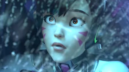 Overwatch's D.Va in a moment of surprise.