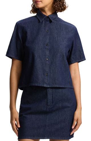 Boxy Denim Button-Up Shirt