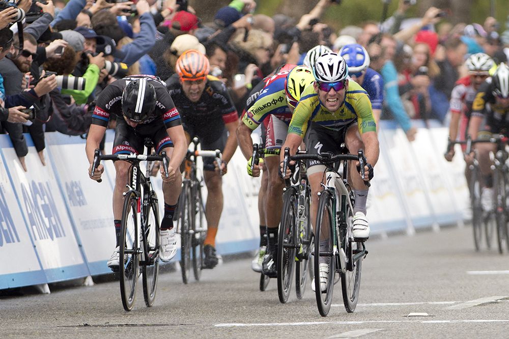 Mark Cavendish (Etixx-Quick Step) on the cusp of stage victory 3 at the Tour of California in 2015