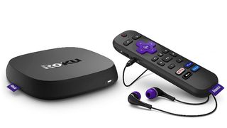 Roku Ultra (2020) and remote with headphones plugged in