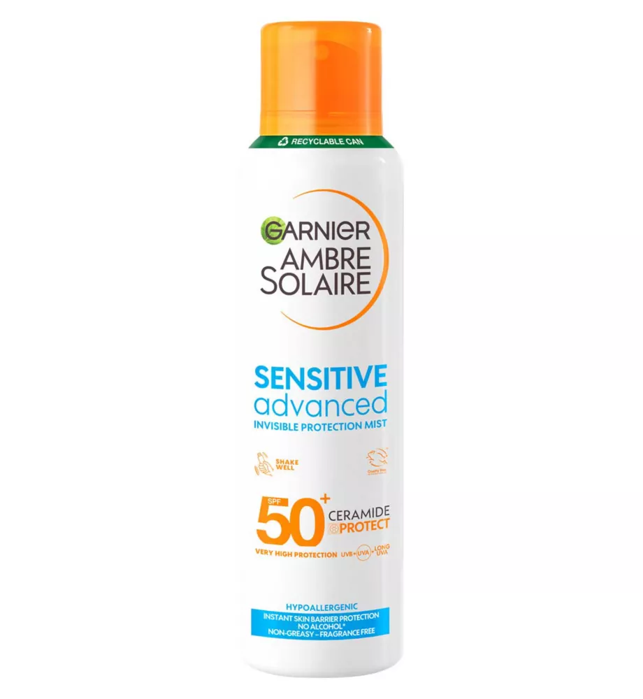 Garnier Ambre Solaire Spf 50+ Sensitive Advanced Dry Mist Sun Spray 150ml