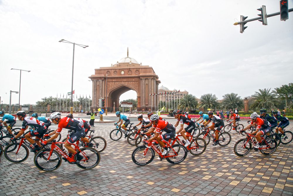 The peloton in action on stage 2 of the Abu Dhabi Tour