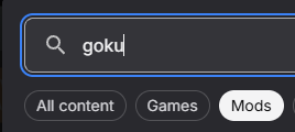 A Nexus Mods search box where the text 