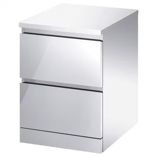 IKEA MALM Chest of 2 drawers with a mirror effect on a white background