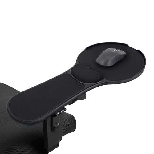 Yupindizu Upgraded Ergonomic Arm Rest Mouse Pad for Chair，adjustable Mouse Tray With Wrist Cushion, Chair Arm Mousepad, Black