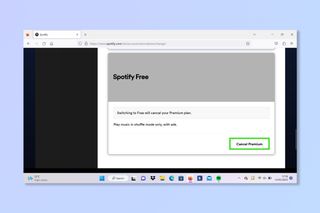 The Spotify Cancel Premium screen