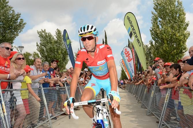 Race leader Vincenzo Nibali heads to the start
