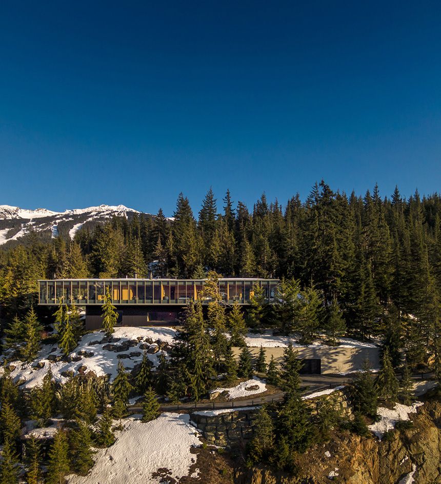 hero exterior with snow and forest of flag house by studiomk27: Best Ski Retreat, Wallpaper* Design Awards 2023