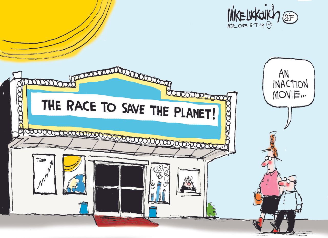 Editorial Cartoon World Race to save the planet climate change inaction