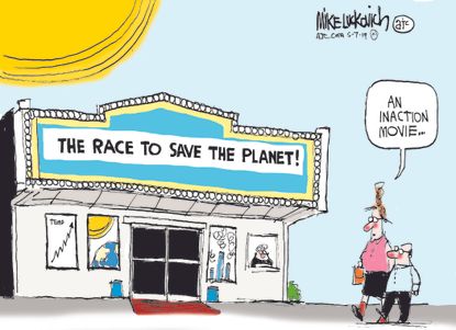 Editorial Cartoon World Race to save the planet climate change inaction
