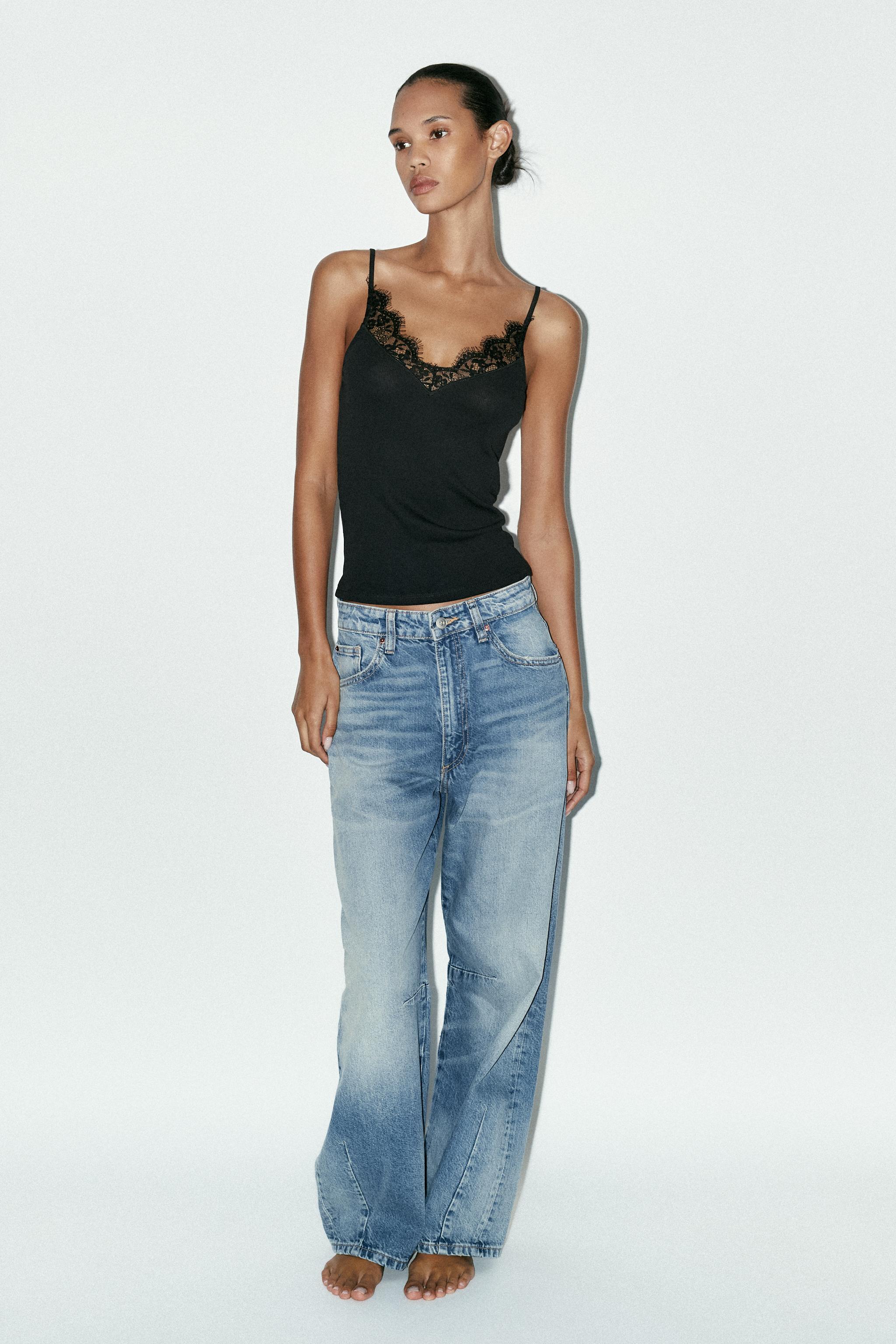 Rib Tank Top With Lace