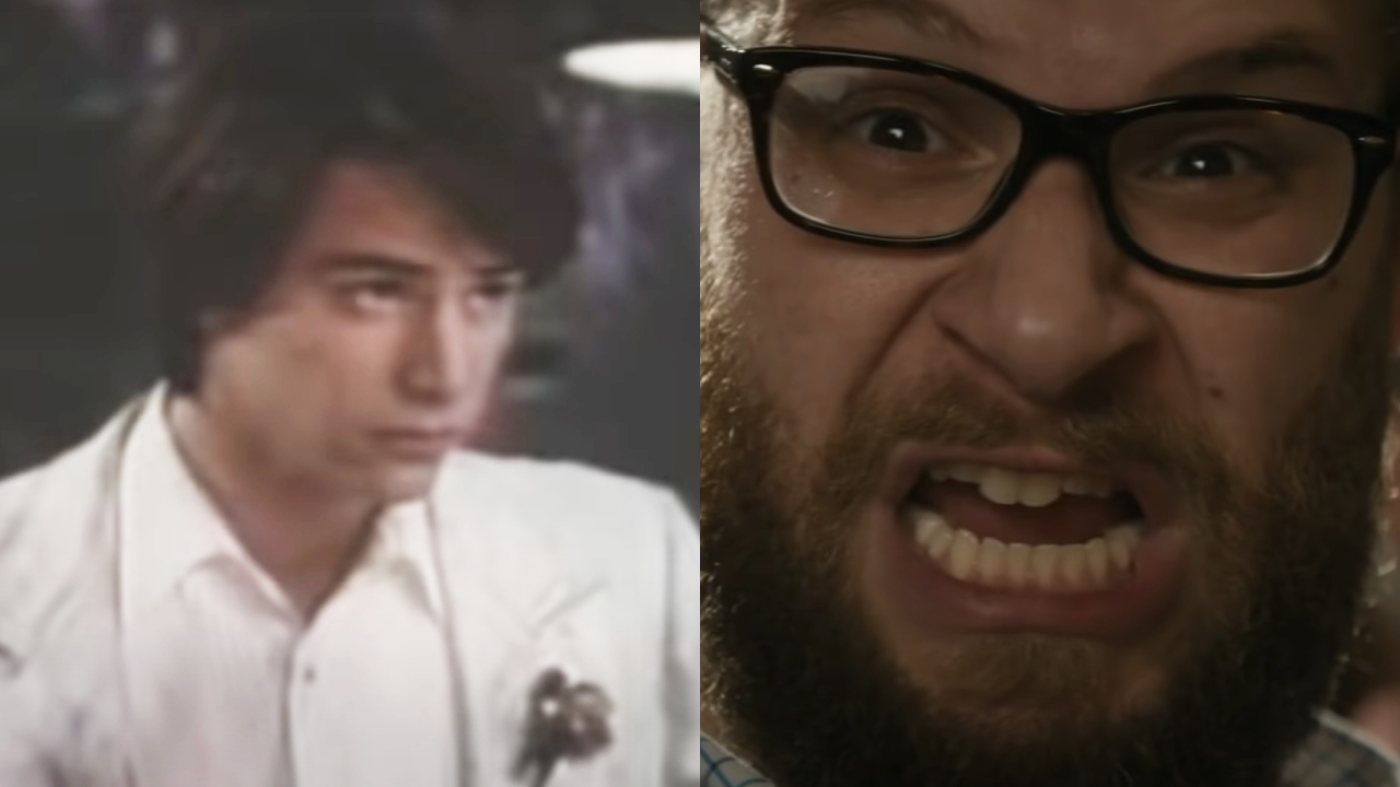 Keanu Reeves in The Night Before and Seth Rogen in The Night Before