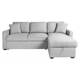 Habitat Reagan Right Hand Storage Chaise Sofa Bed - Grey on a white background