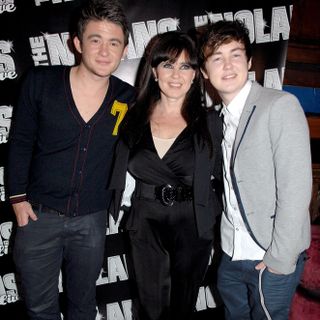 Coleen Nolan (C) and sons Shane Richie, Jr. (L) and Jake Richie attend The Nolans Aftershow party at Via on October 13, 2009