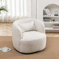 Kinwell Beige Polyester Barrel Chair with Swivel