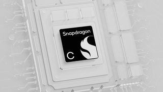 Snapdragon C logo in a white transparent environment resembling a motherboard.