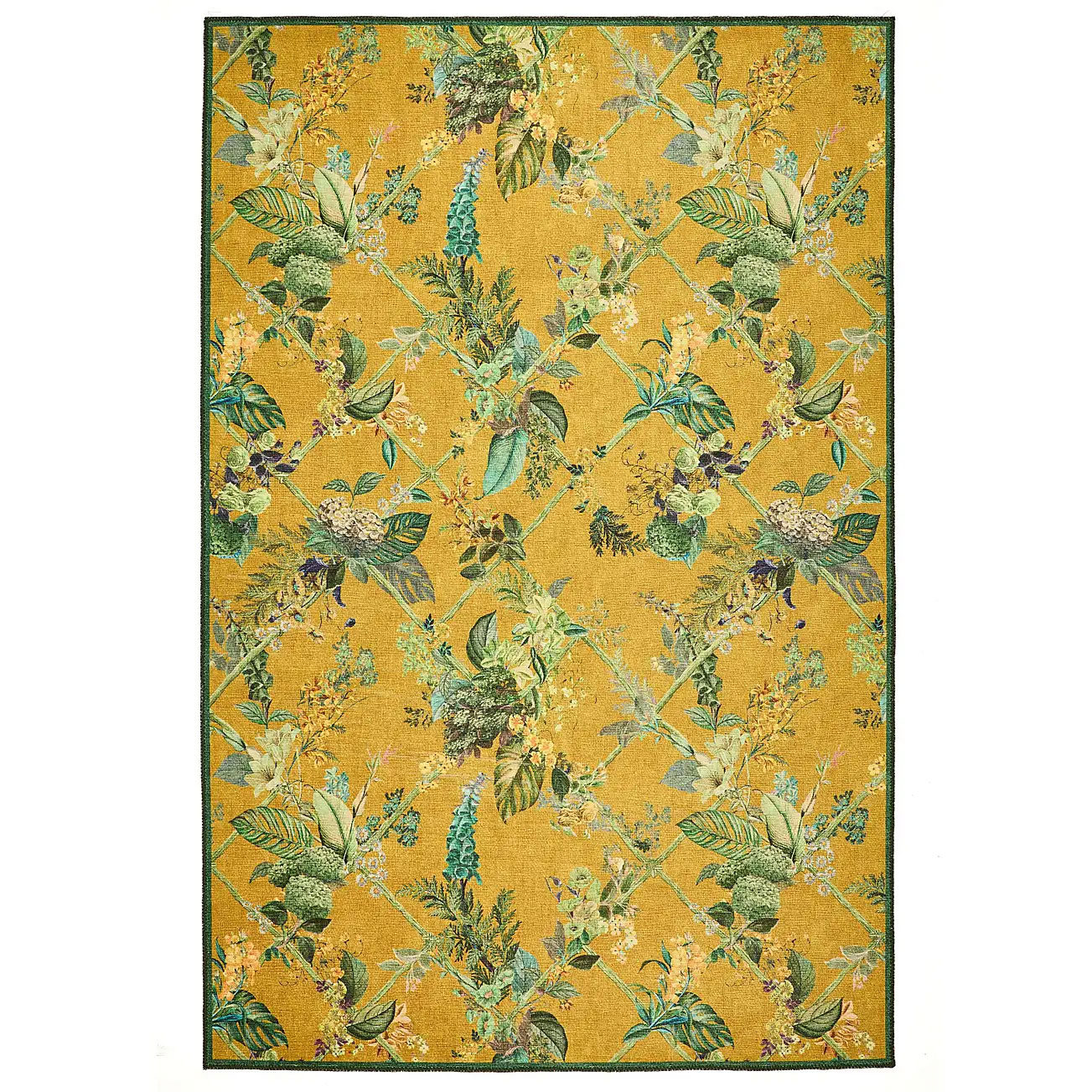 Yellow patterned rug