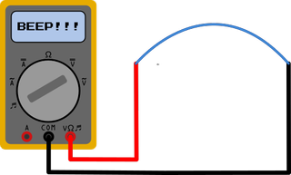 A multimeter in continuity mode