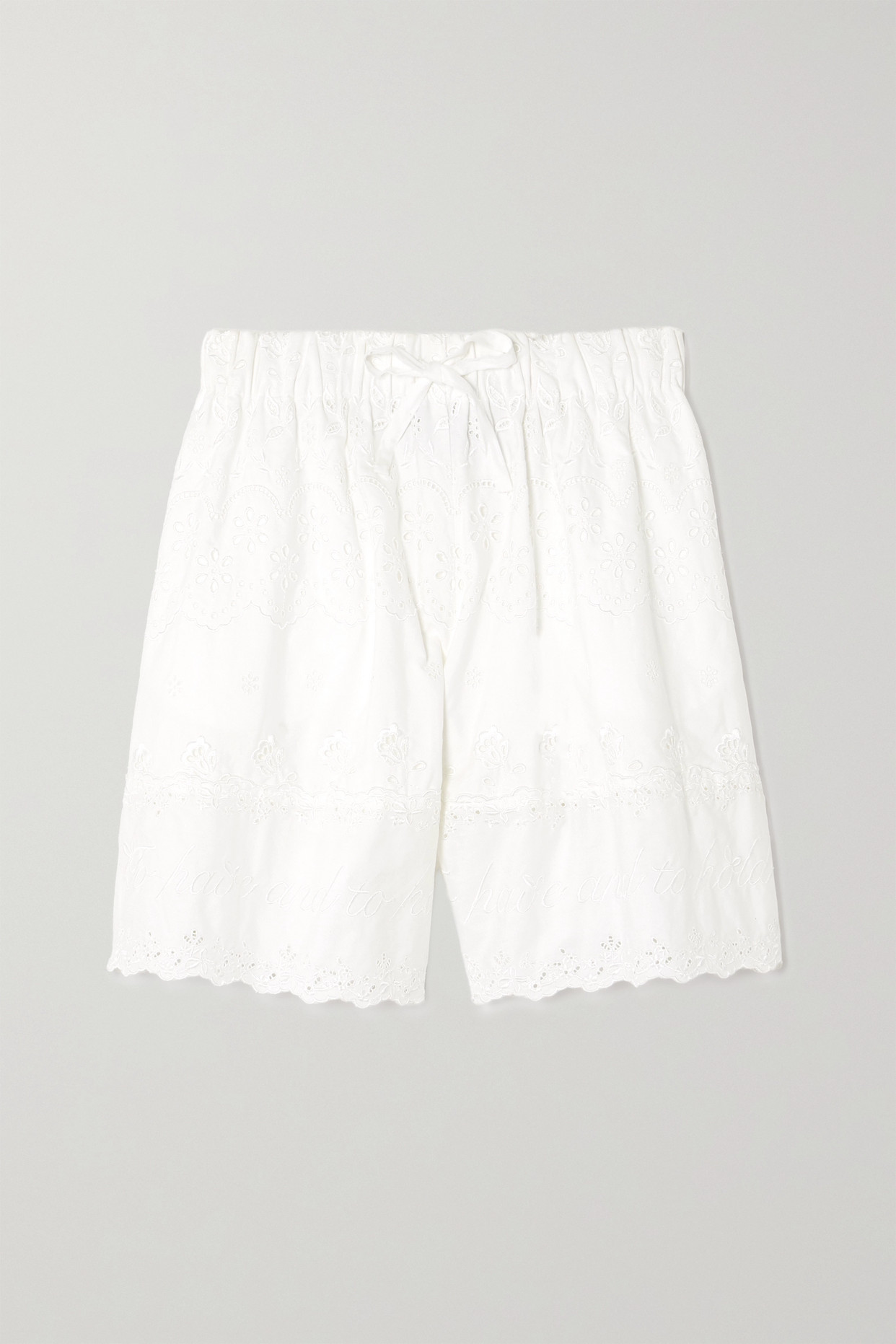 Scalloped Embroidered Broderie Anglaise Cotton-Poplin Shorts